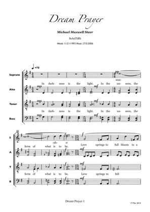 Dream Prayer - 4' anthem or song for acappella SSAATTBB