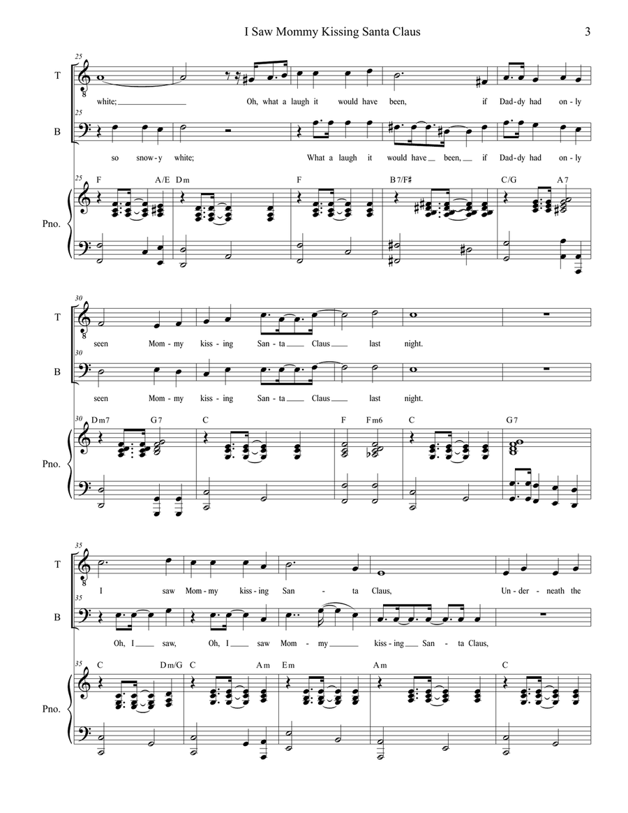 I Saw Mommy Kissing Santa Claus Tenor Voice scores gallery preview page 3