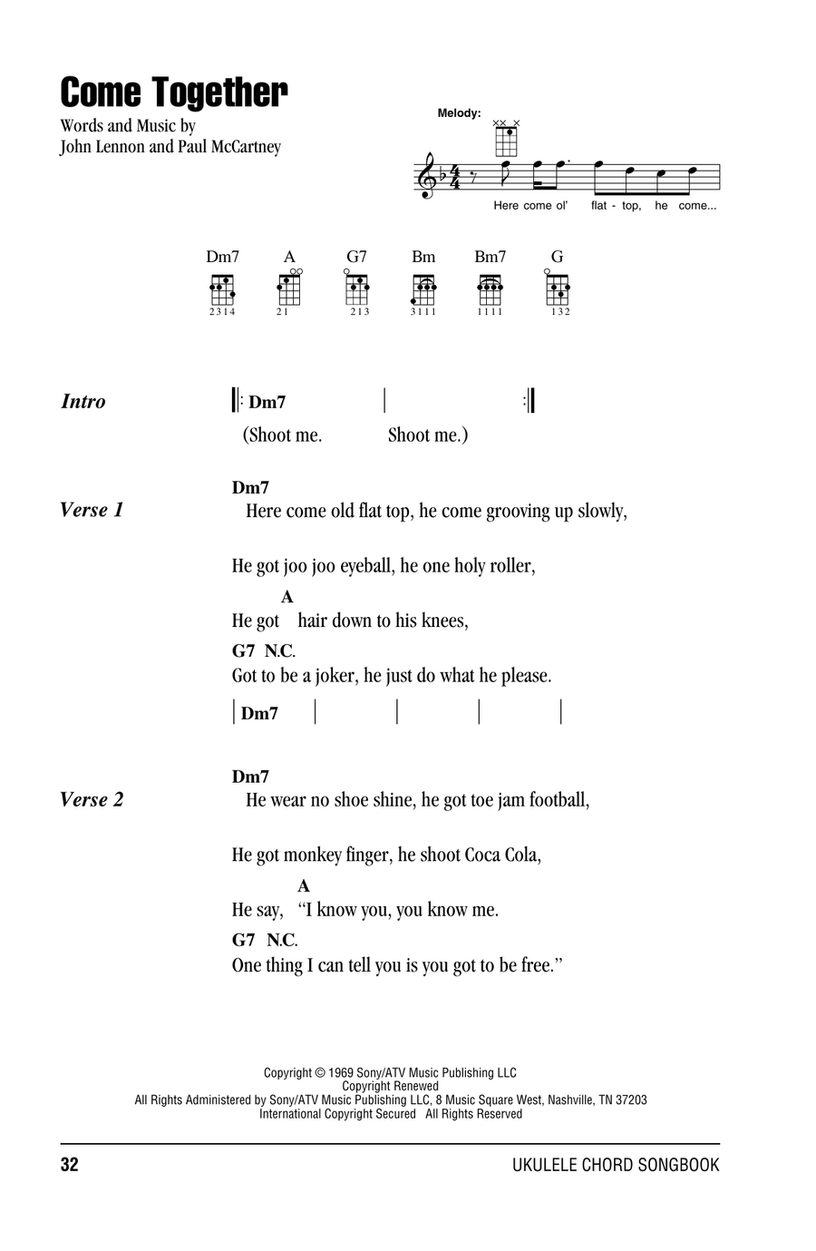 Come Together Come Together Ukulele scores gallery preview page 1