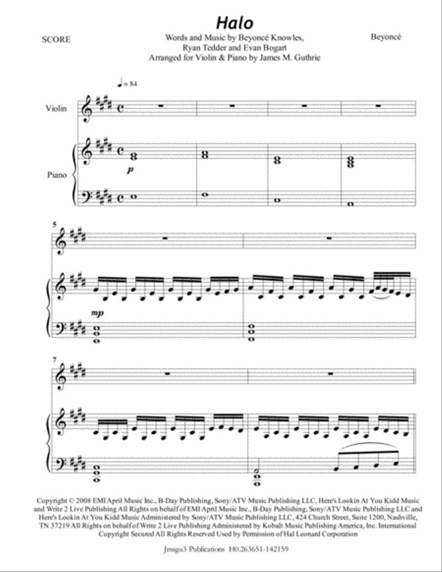 Halo Violin Solo scores gallery preview page 1