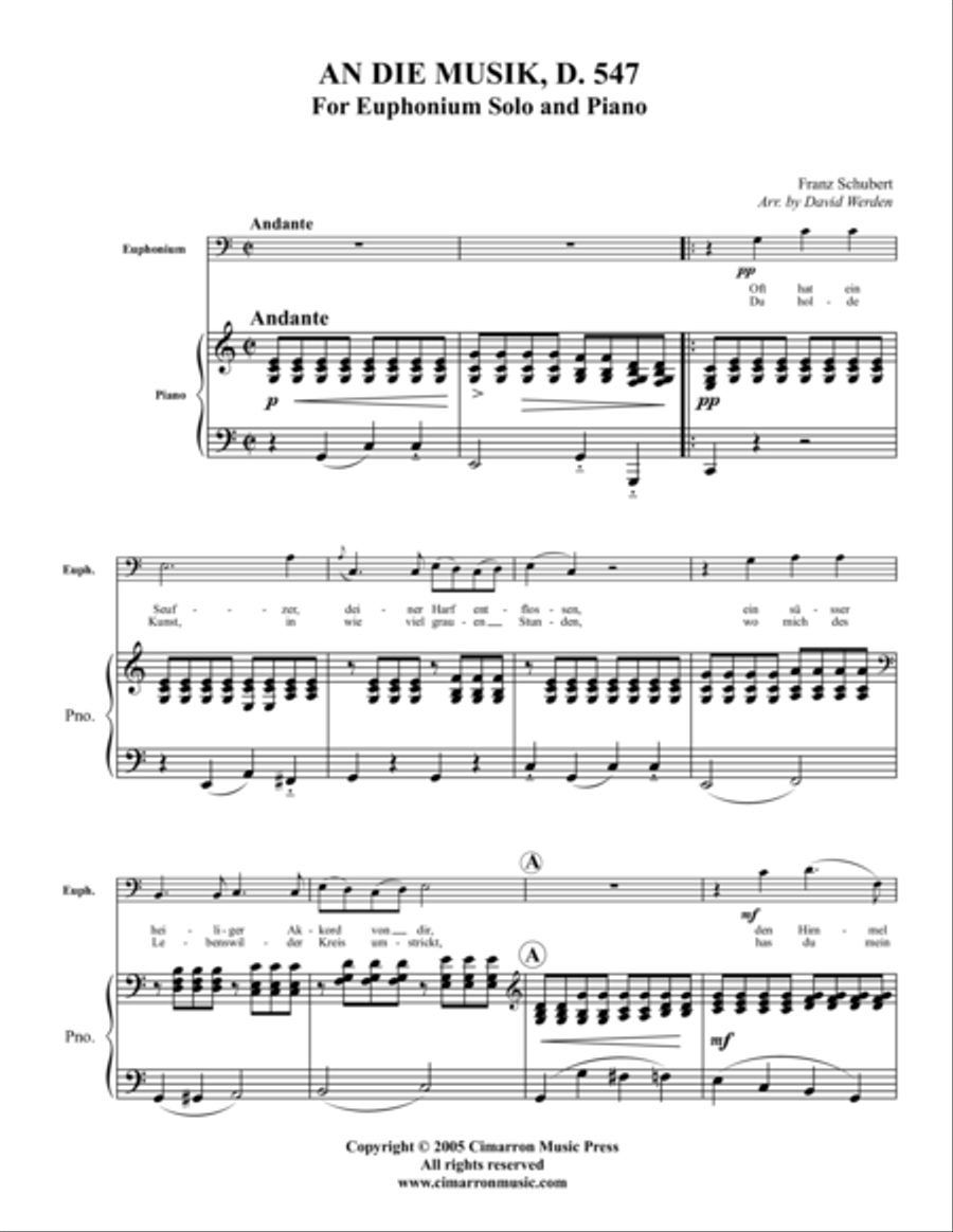An die Musik An die Musik Euphonium scores gallery preview page 1