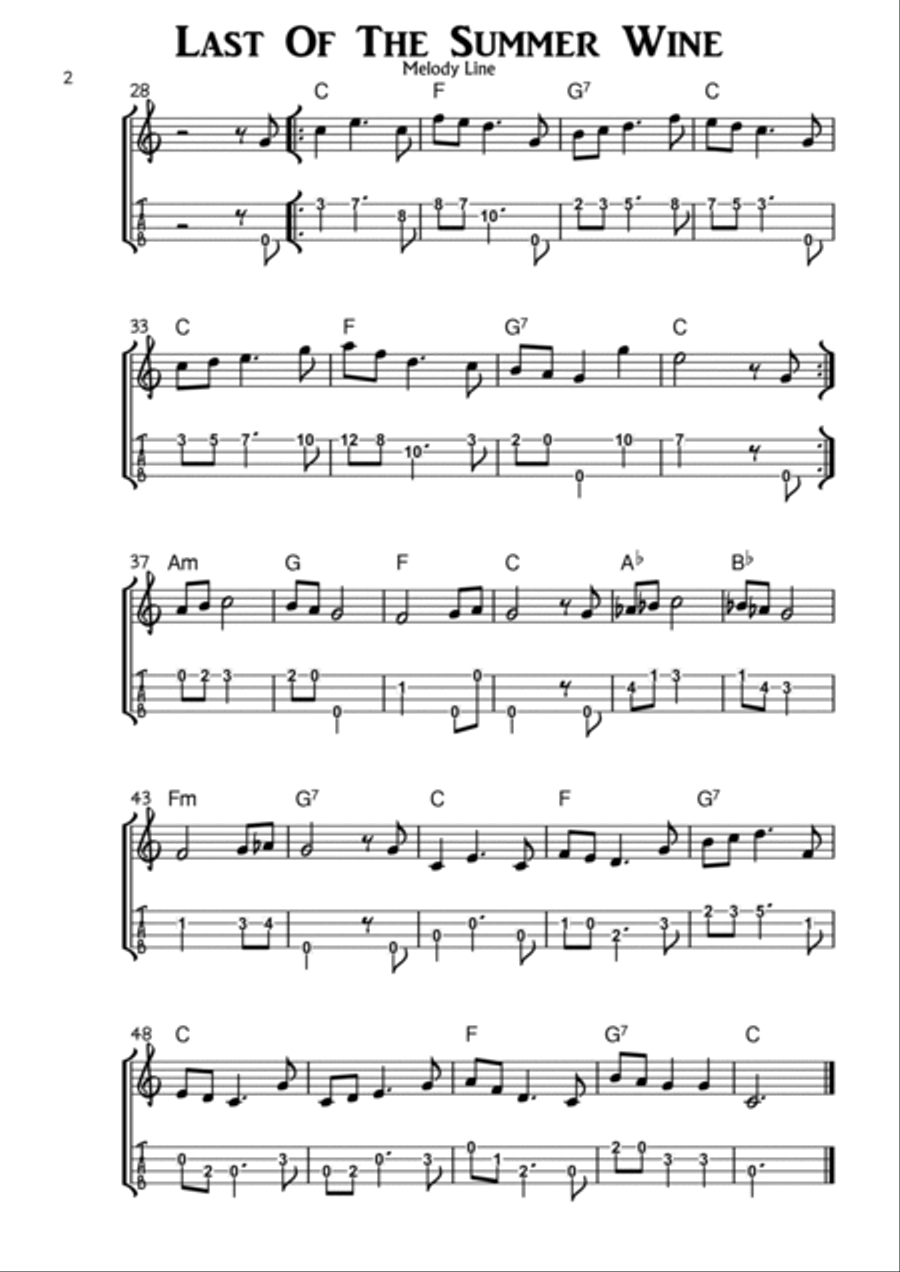 Last Of The Summer Wine Theme Ukulele scores gallery preview page 2