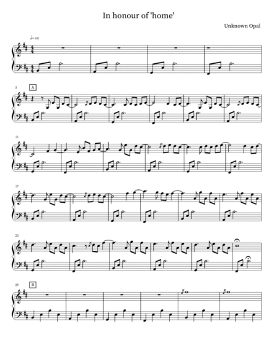 In honour of 'home' In honour of 'home' Piano Solo scores gallery preview page 1