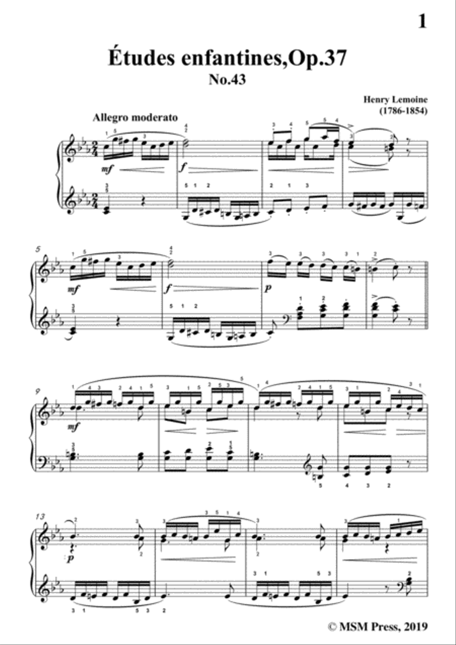 Lemoine-Études enfantines(Etudes) ,Op.37, No.43 Piano Method scores gallery preview page 3