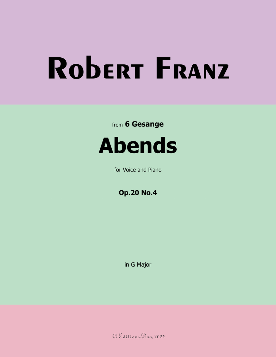 Abends, by Robert Franz, in G Major Voice scores gallery preview page 1
