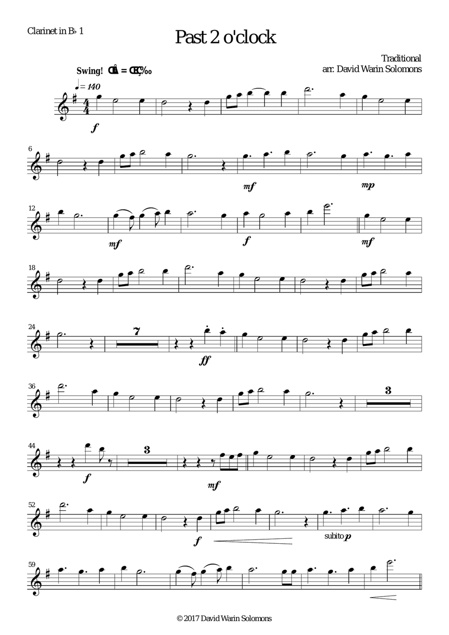 Past 2 o'clock for clarinet quartet Clarinet Quartet scores gallery preview page 5