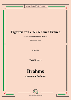 Book cover for Brahms-Tageweis von einer schonen Frauen (Wach auf,mein Hort,vernimm mein Wort),WWoO 32,in G Major,f