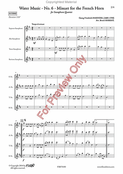 Water Music, No. 6 - Minuet for the French Horn image number null