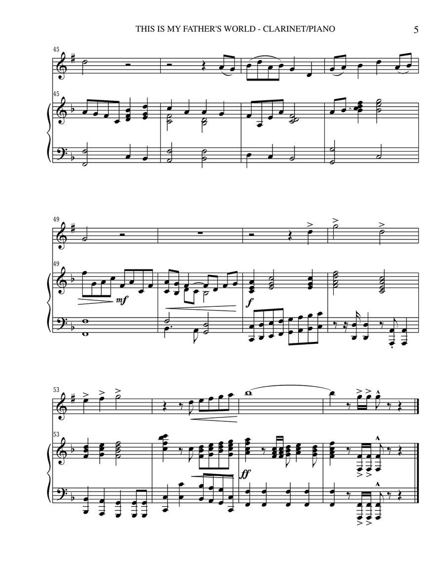 THREE HYMN ARRANGEMENTS for Bb CLARINET and PIANO (Duet – Clarinet/Piano with Clarinet Part) image number null