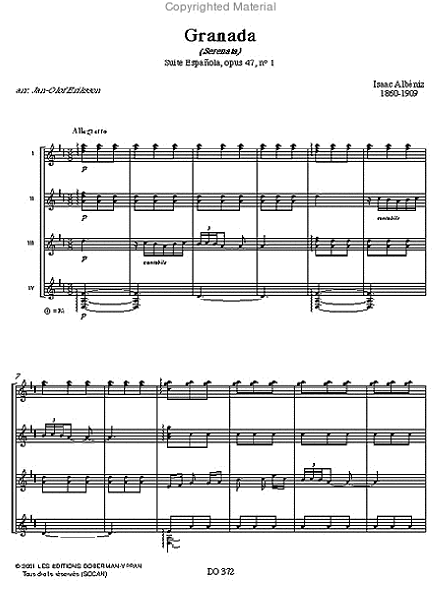 Granada op. 47 no. 1 & Cataluna op. 47 no. 2 Guitar Ensemble scores gallery preview page 2
