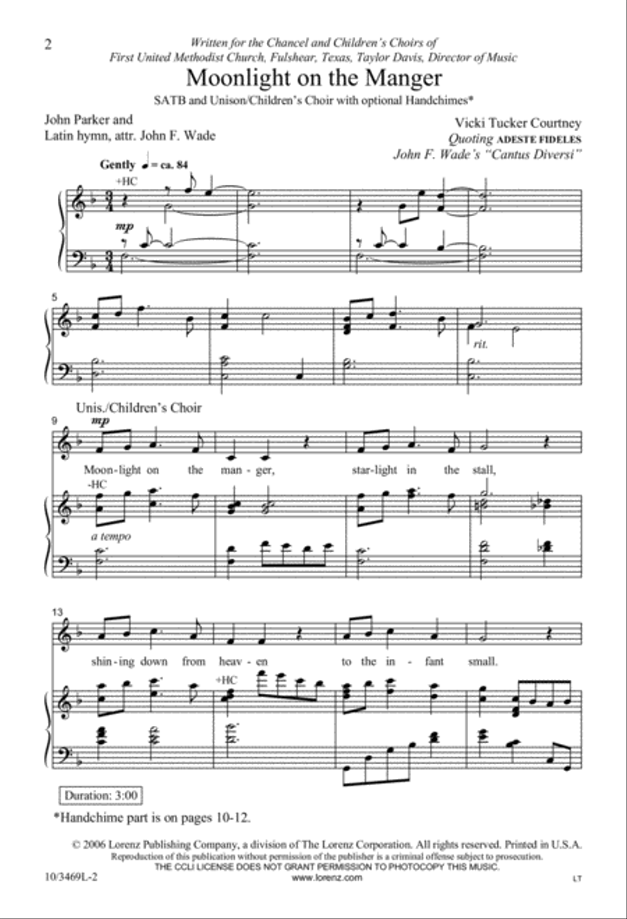 Moonlight on the Manger Moonlight on the Manger 4-Part scores gallery preview page 1