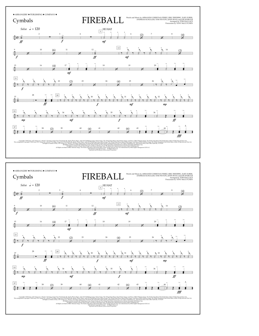 Fireball - Cymbals Percussion scores gallery preview page 1