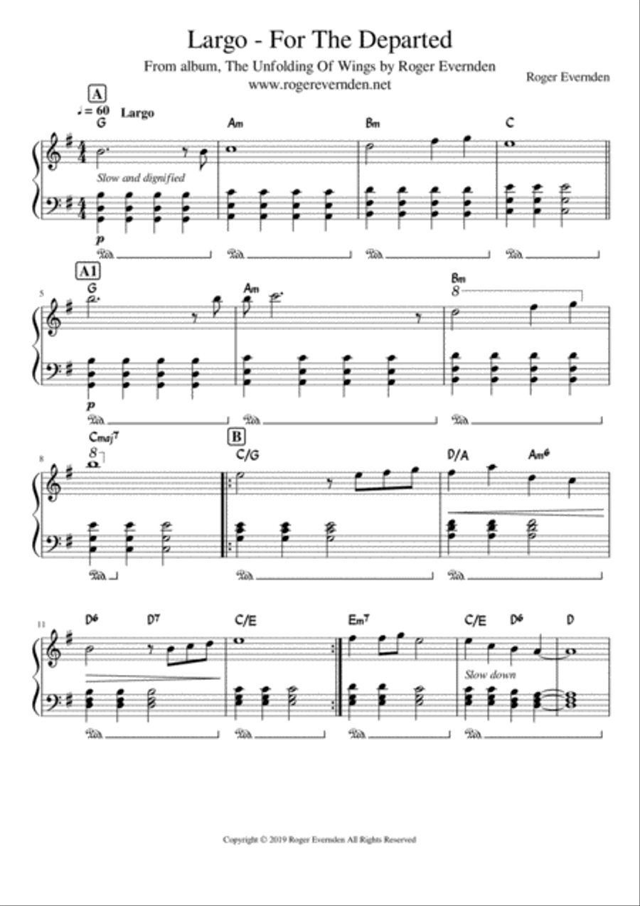 Largo - For The Departed Easy Piano scores gallery preview page 1