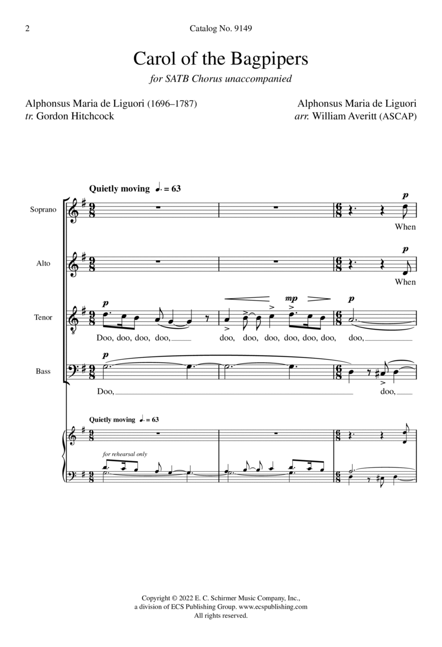 Carol of the Bagpipers Carol of the Bagpipers 4-Part scores gallery preview page 1