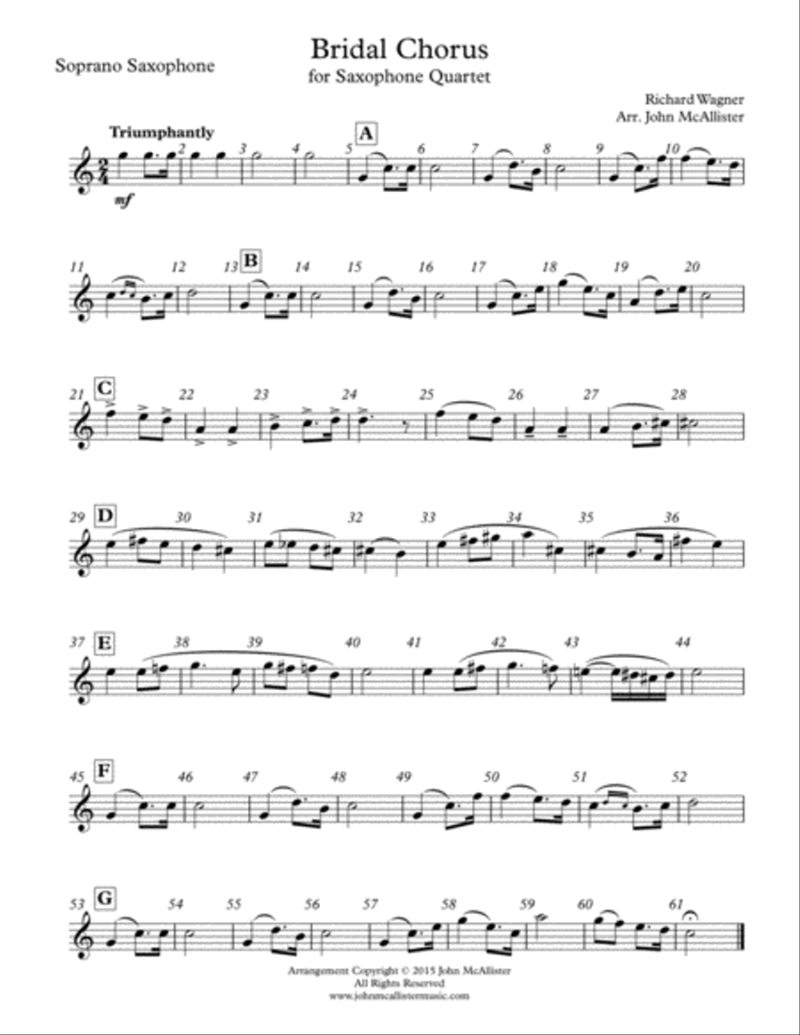 Wedding March for Saxophone Quartet Saxophone Quartet scores gallery preview page 3