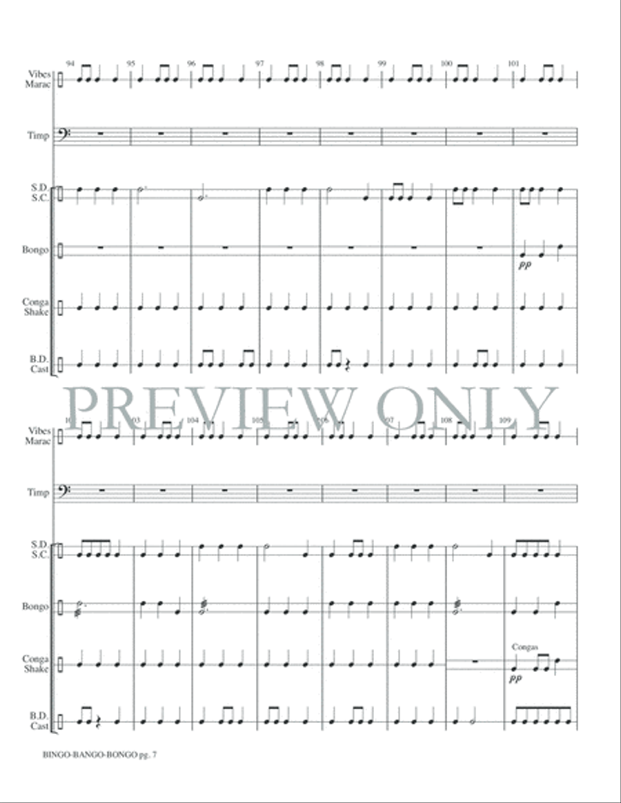 Bingo, Bango, Bongo Small Ensemble scores gallery preview page 9