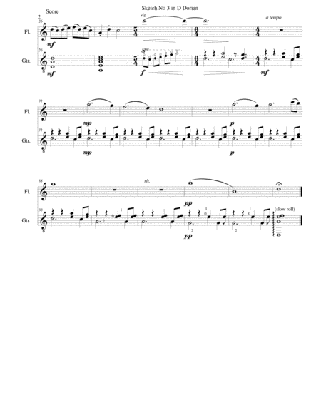 Sketch in D Dorian No 3 for flute and guitar image number null