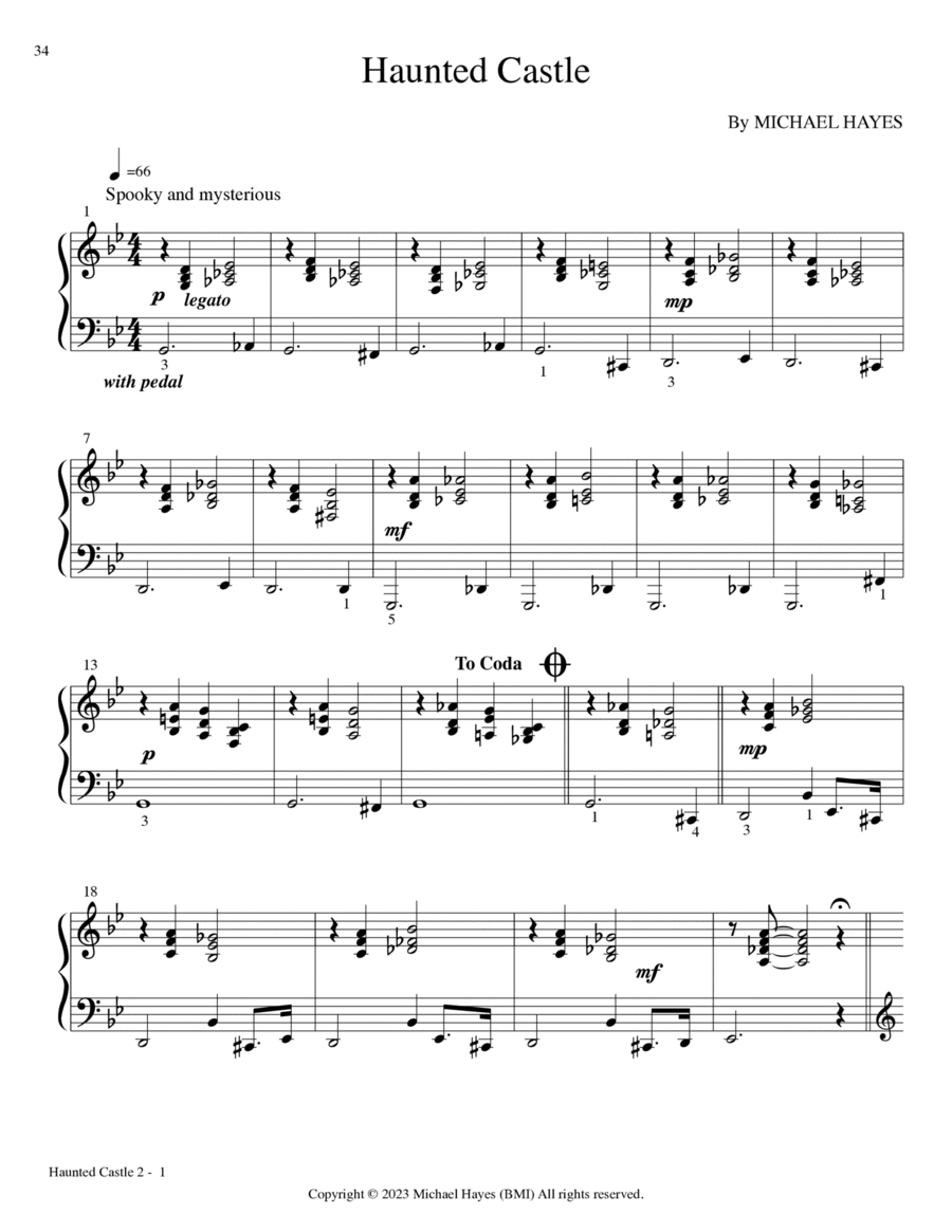 Haunted Castle - From 24 Short Piano Pieces in All Keys Piano Solo scores gallery preview page 1