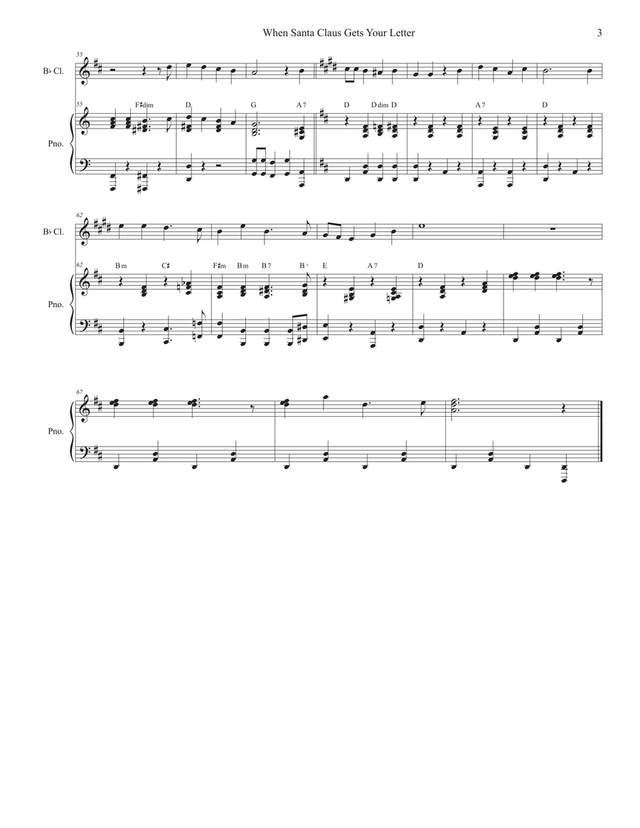 When Santa Claus Gets Your Letter Clarinet Solo scores gallery preview page 3
