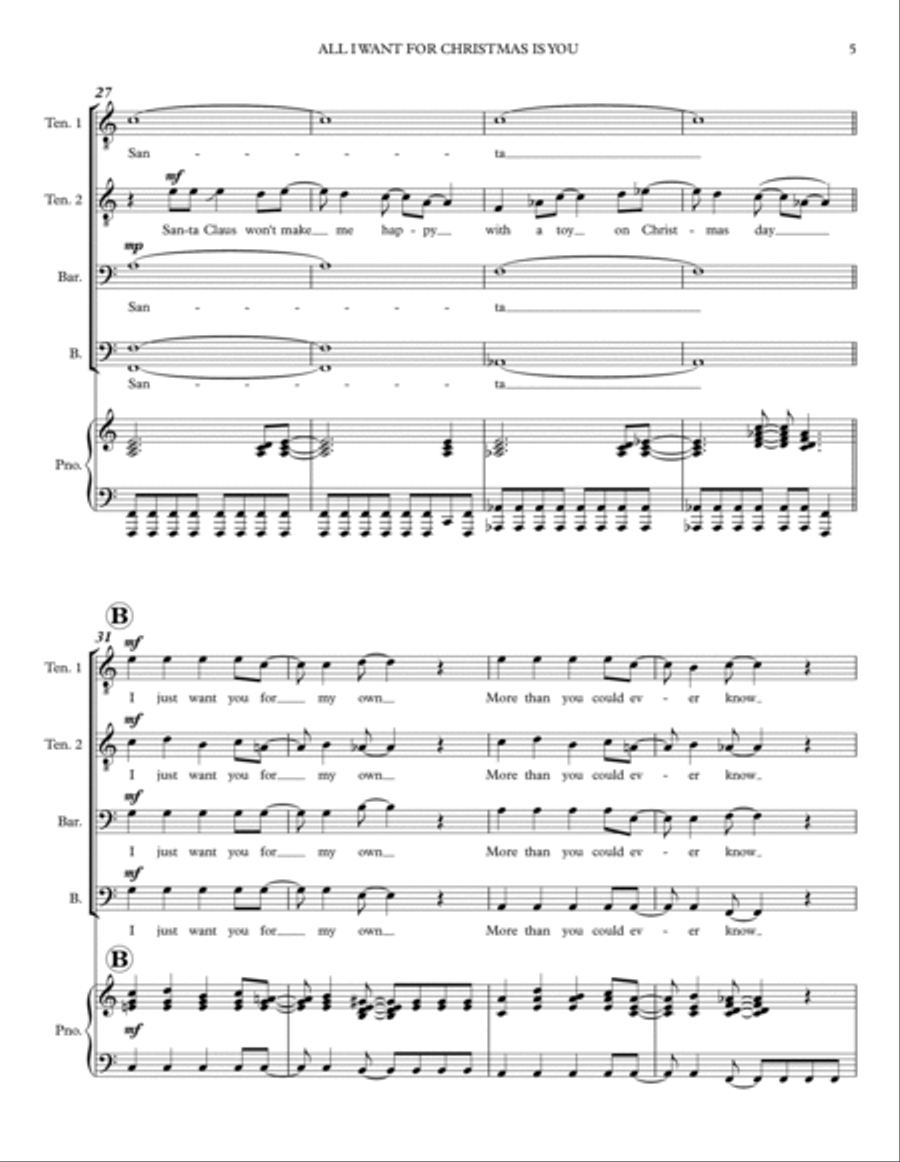 All I Want For Christmas Is You TTBB scores gallery preview page 5