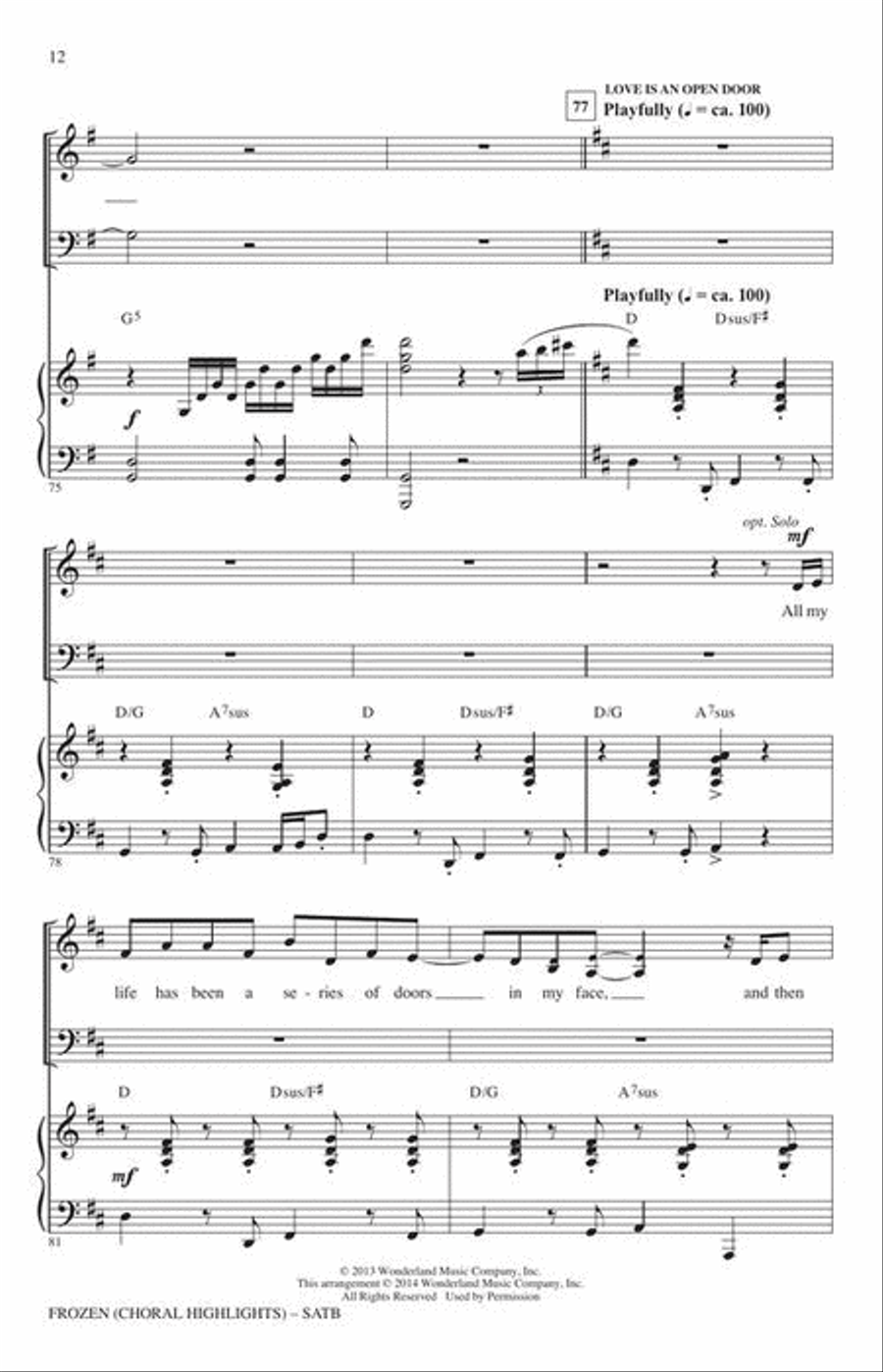 Frozen (Choral Highlights) 4-Part scores gallery preview page 5