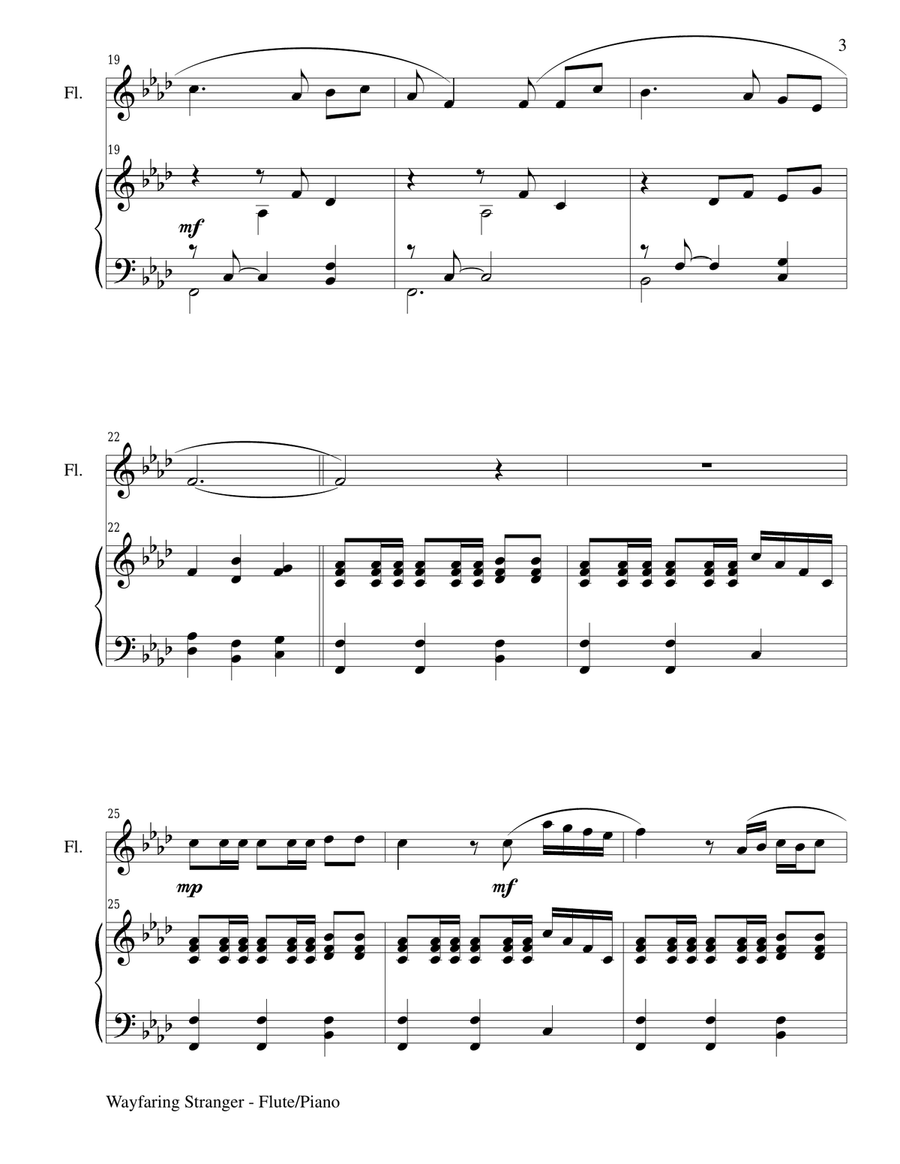 WAYFARING STRANGER (Flute/Piano and Flute Part) Flute scores gallery preview page 3