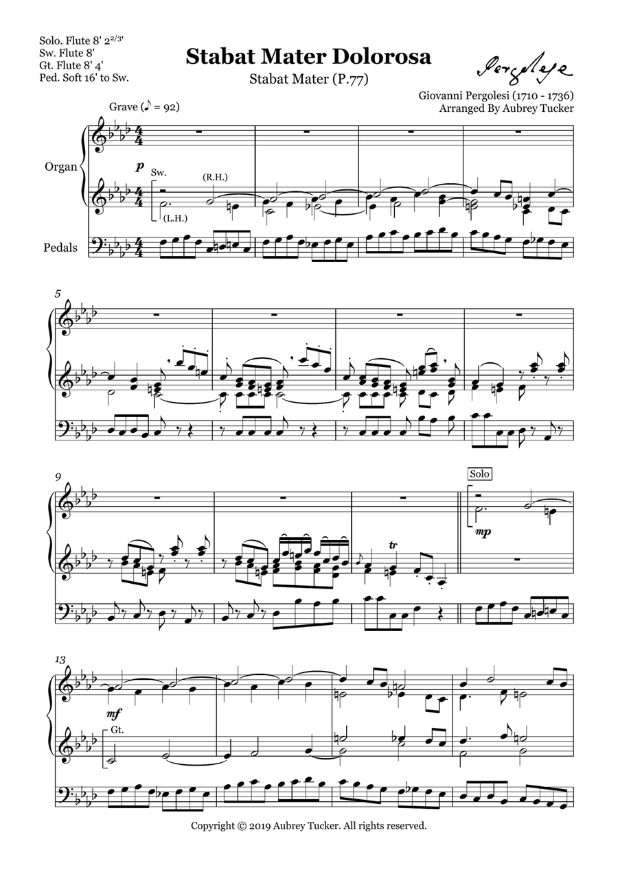 Organ: Stabat Mater Dolorosa (P.77) - Giovanni Pergolesi Organ Solo scores gallery preview page 2