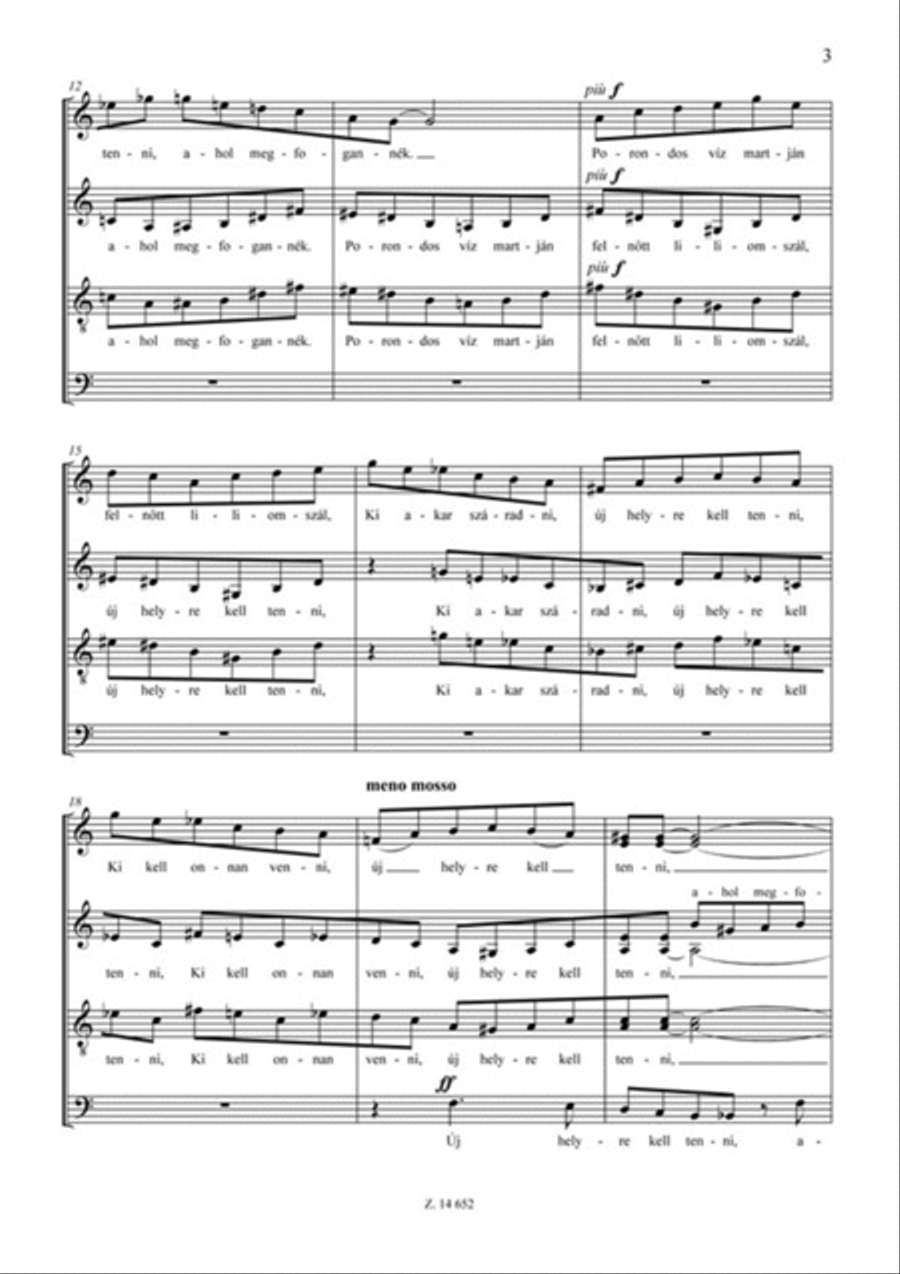 Ecloga for mixed vioces on Modovan Hungarian folk A Cappella scores gallery preview page 3