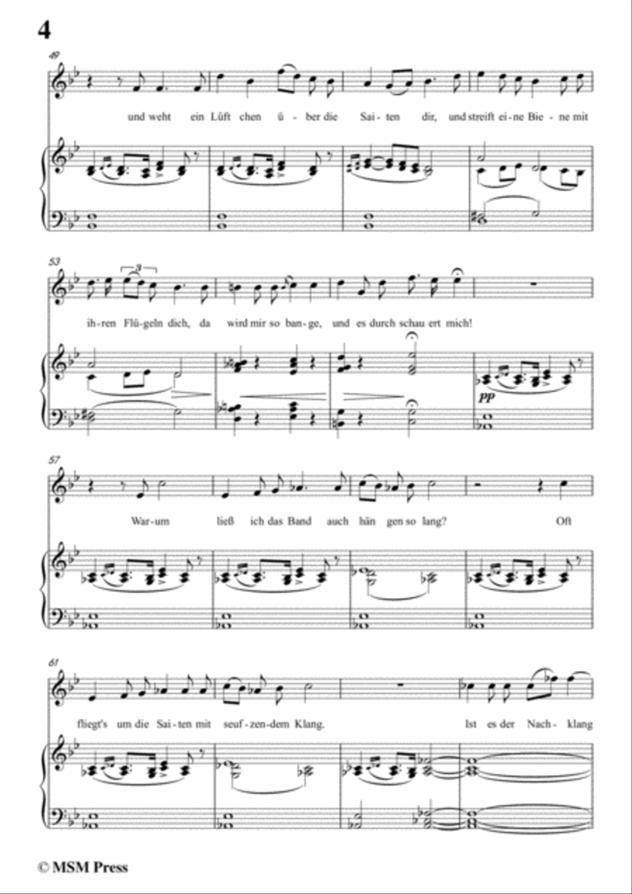 Schubert-Pause,from 'Die Schöne Müllerin',Op.25 No.12,in B flat Major,for Voice&Piano Voice scores gallery preview page 6