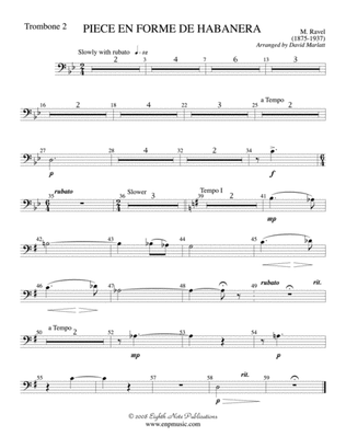 Piece en Forme de Habanera (Soloist and Concert Band): 2nd Trombone