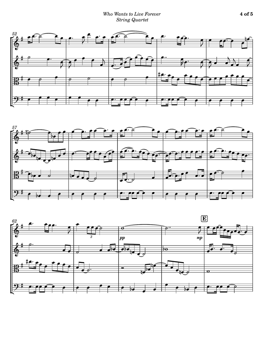 Who Wants To Live Forever String Quartet scores gallery preview page 4