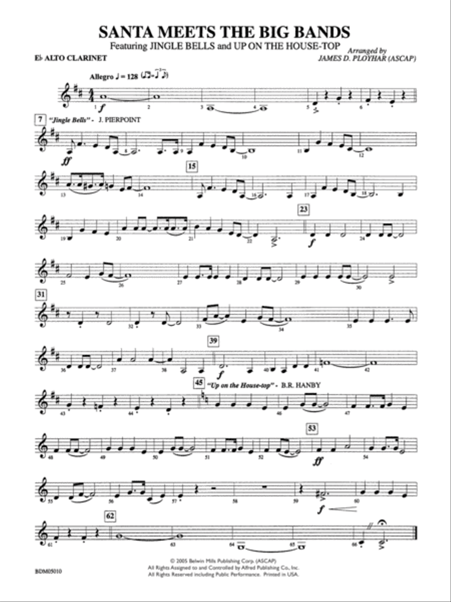 Santa Meets the Big Bands: E-flat Alto Clarinet Concert Band scores gallery preview page 1