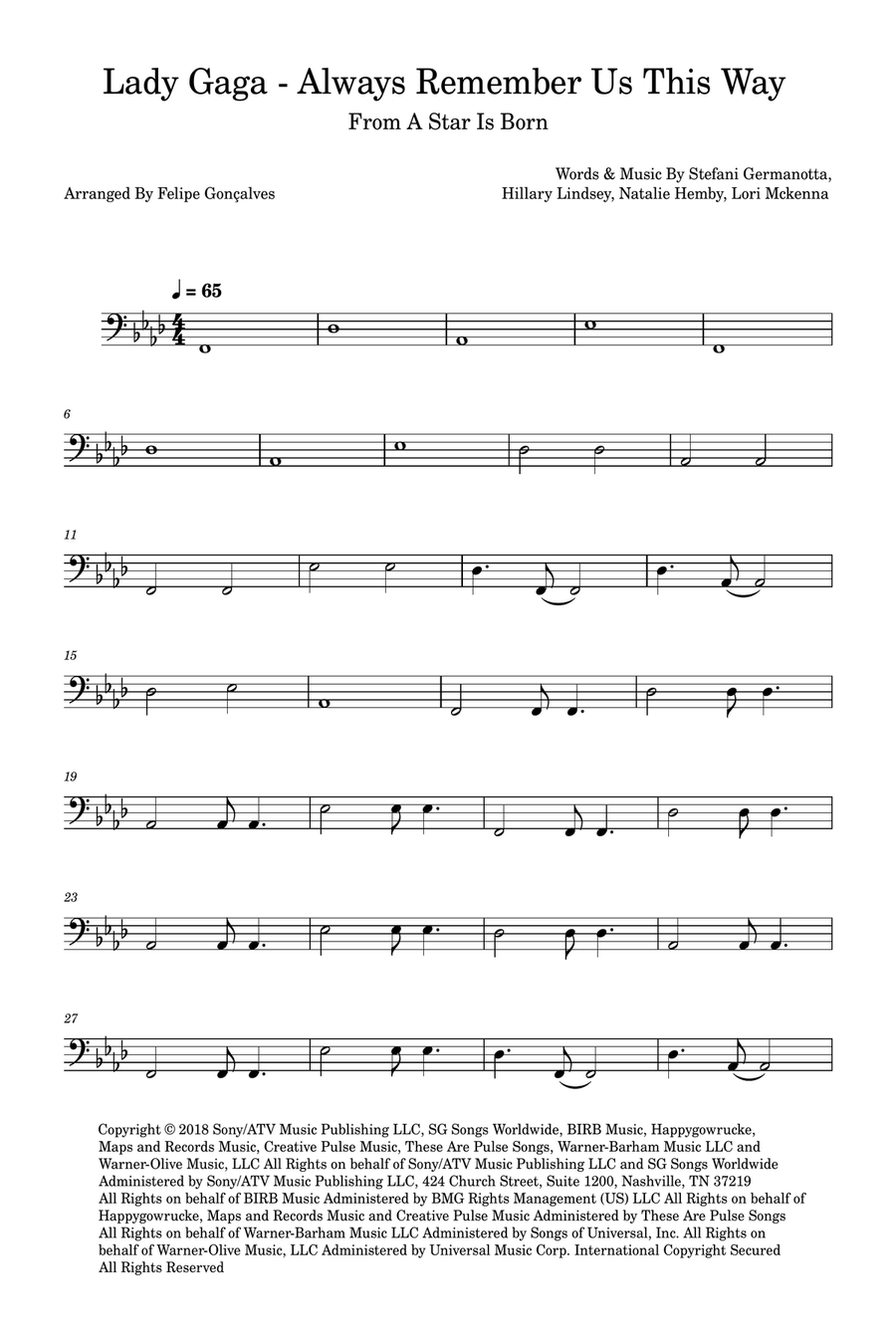 Always Remember Us This Way Acoustic Guitar scores gallery preview page 1