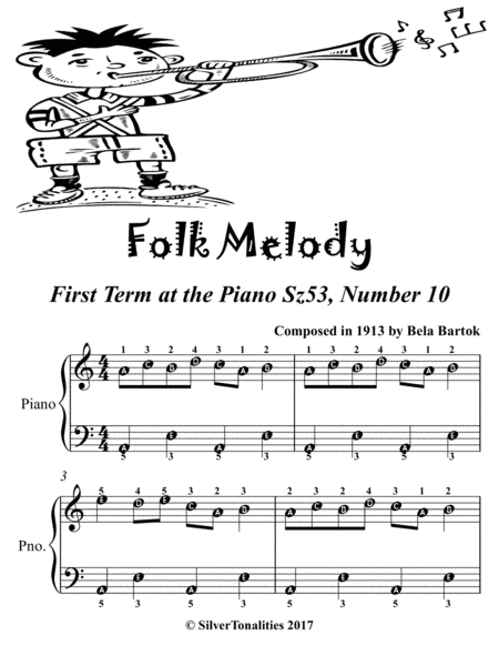 Folk Melody First Term at the Piano Sz53 Number 10 Easiest Piano Sheet Music