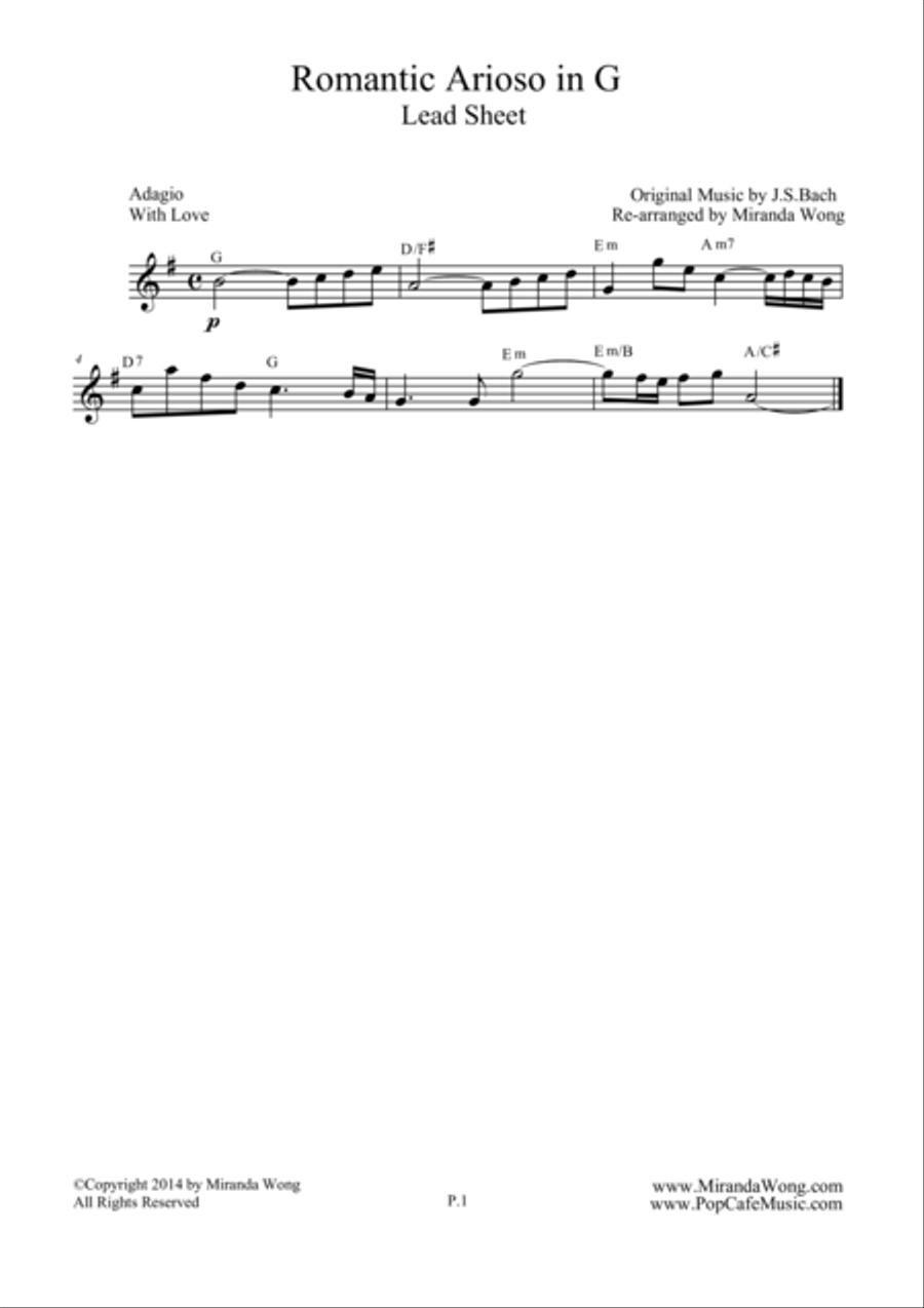 Romantic Arioso in G - Flute Solo (With Chords) Small Ensemble scores gallery preview page 1
