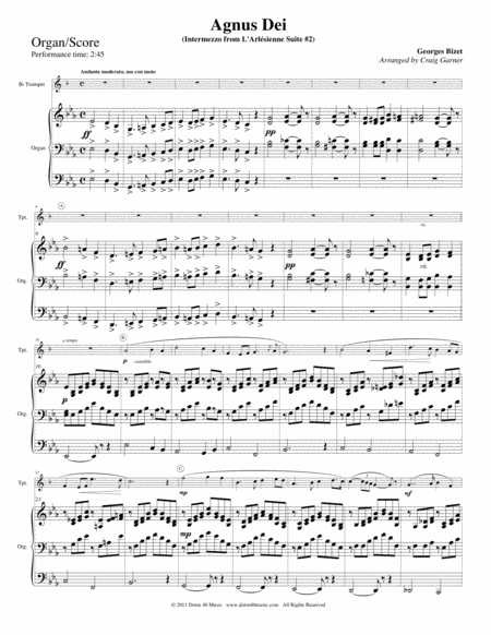 Agnus Dei (Intermezzo from L'Arlesienne Suite #2) for Trumpet and Organ image number null