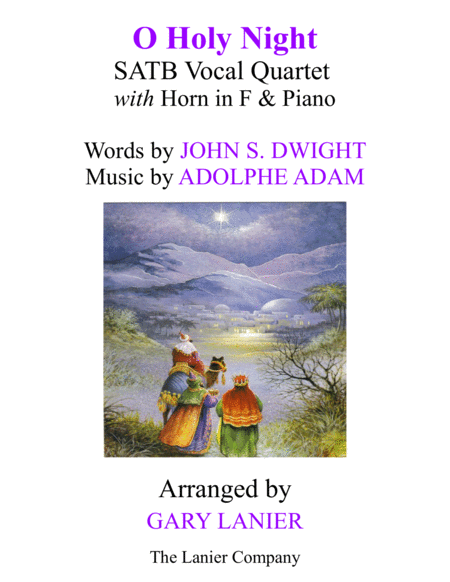O HOLY NIGHT (SATB Vocal Quartet with Horn in F & Piano - Score & Parts included) image number null