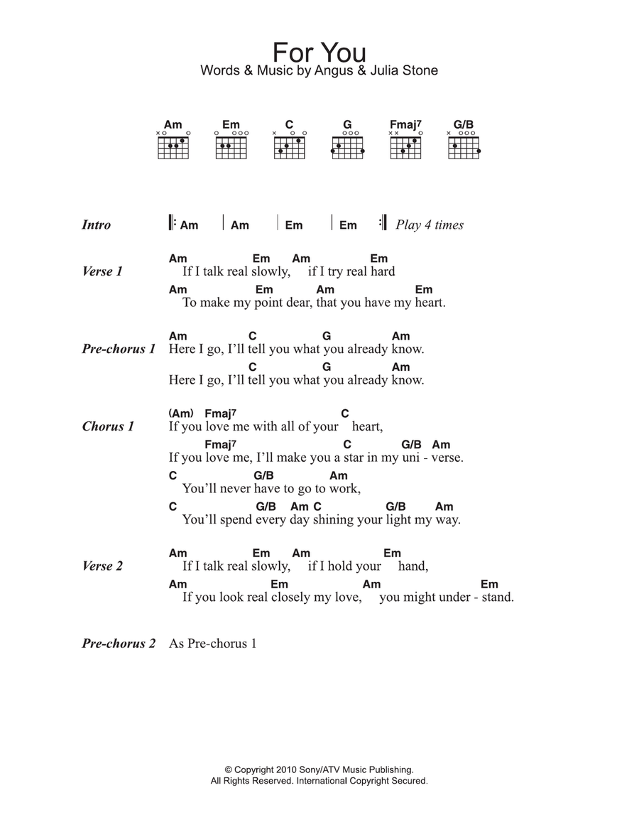For You Acoustic Guitar scores gallery preview page 1