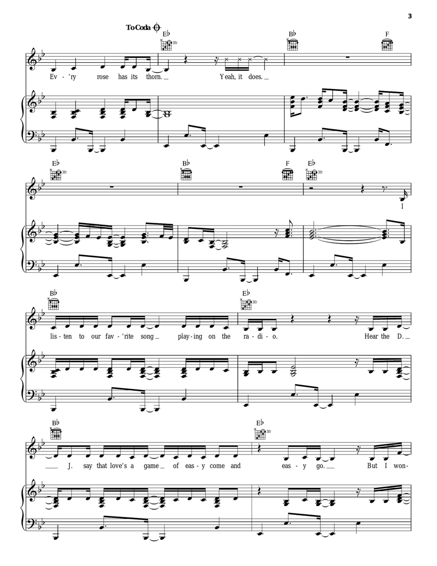 Every Rose Has Its Thorn Piano, Vocal, Guitar scores gallery preview page 3
