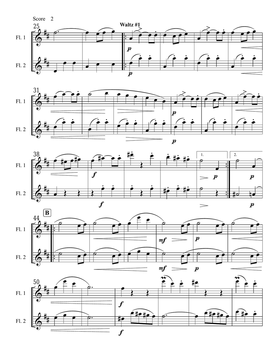 Antonin Dvorak - Prague Waltzes set for Flute Duet image number null
