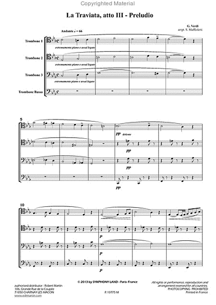 La traviata atto iii-preludio pour 4 trombones