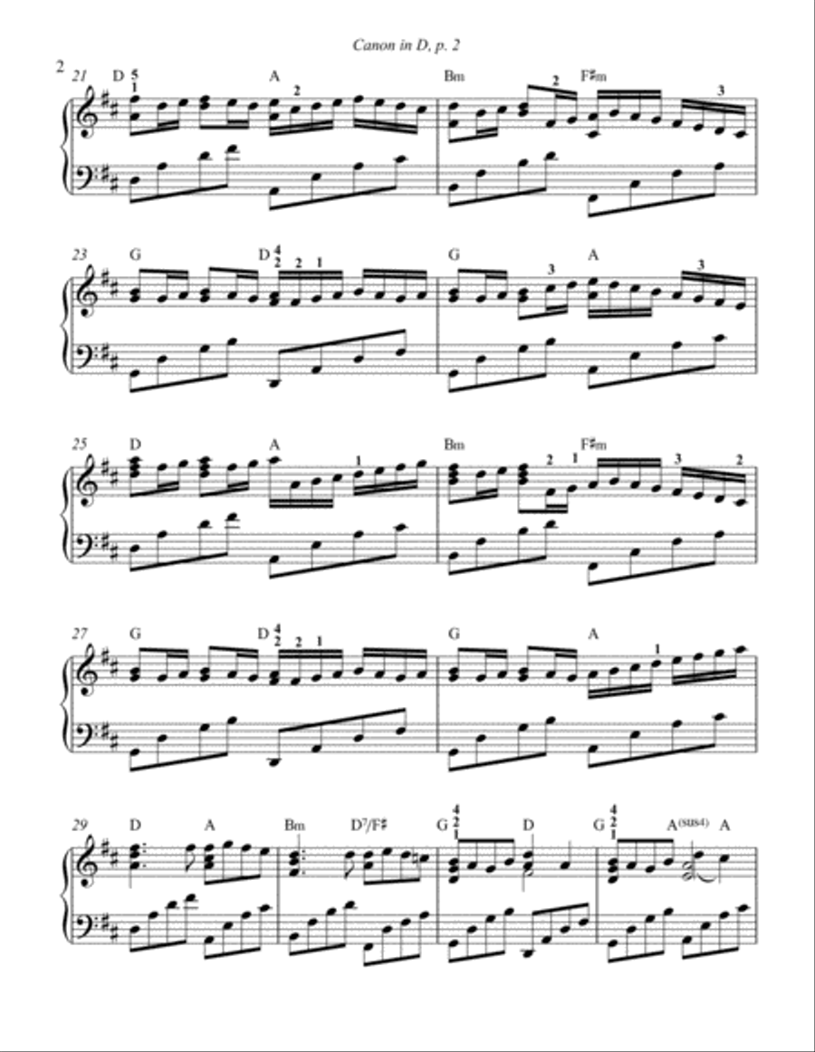 Canon in D Piano Solo scores gallery preview page 2
