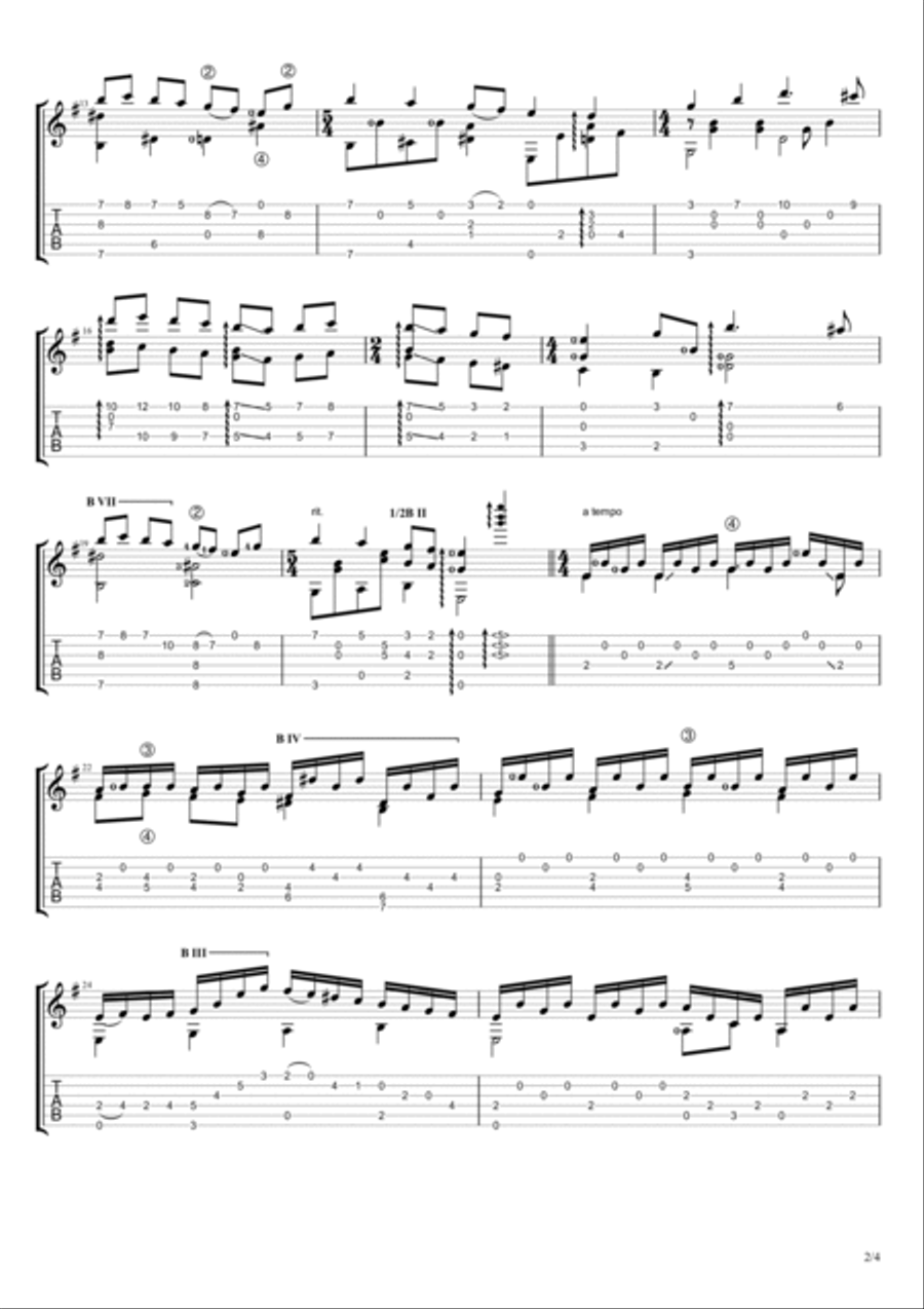 Ой у лузі червона калина / Hey Hey Rise Up Ukrainian song guitar solo score Acoustic Guitar scores gallery preview page 2