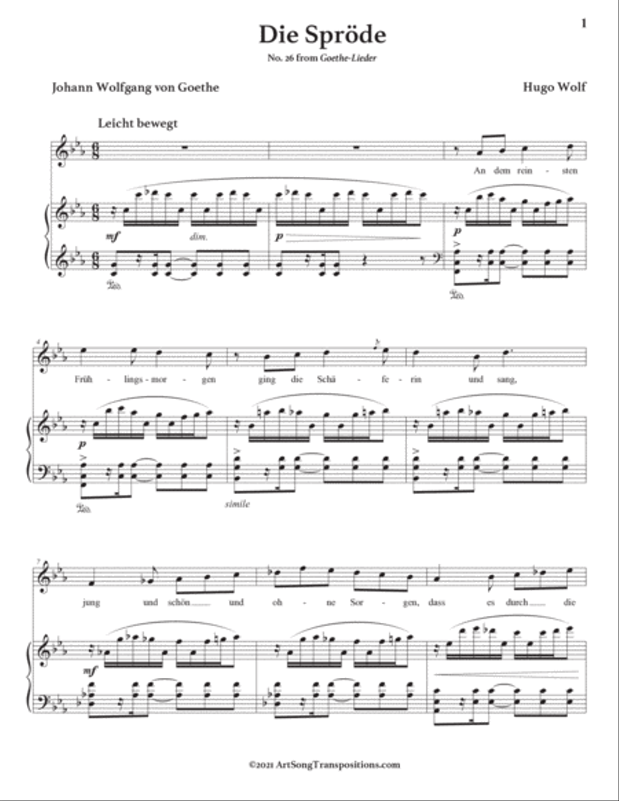 WOLF: Die Spröde (transposed to E-flat major) Voice scores gallery preview page 2