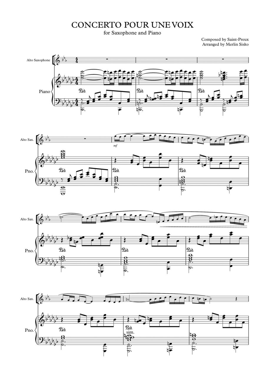 Concerto Pour Une Voix Concerto Pour Une Voix Alto Saxophone scores gallery preview page 1