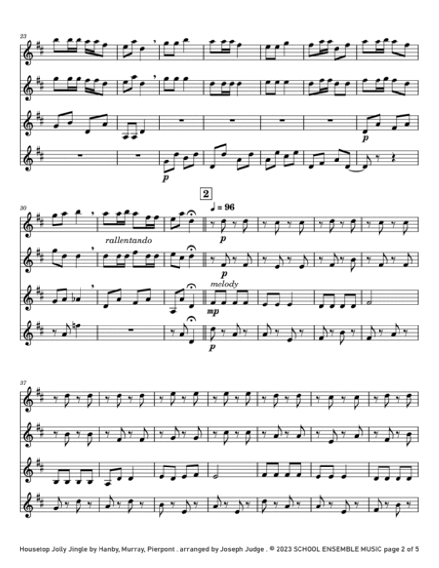 Housetop Jolly Jingle for Clarinet Quartet in Schools Clarinet Quartet scores gallery preview page 2