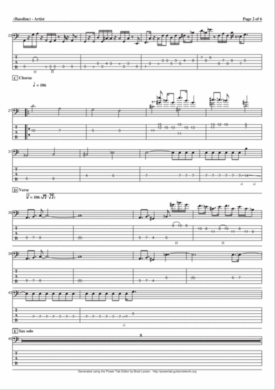 Summer Rain Bass Guitar scores gallery preview page 2