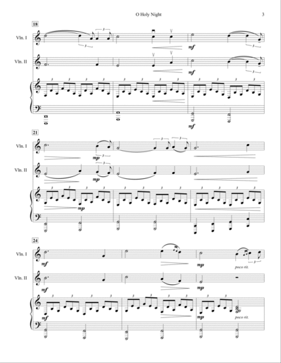 O Holy Night, for Two Violins and Piano String Orchestra scores gallery preview page 4