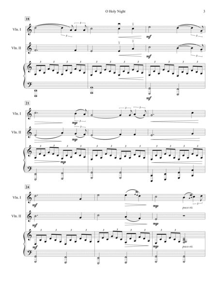 O Holy Night, for Two Violins and Piano by Adolphe-Charles Adam Violin - Digital Sheet Music