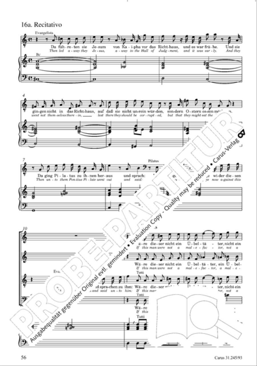 St. John Passion (Johannes-Passion) 4-Part scores gallery preview page 57
